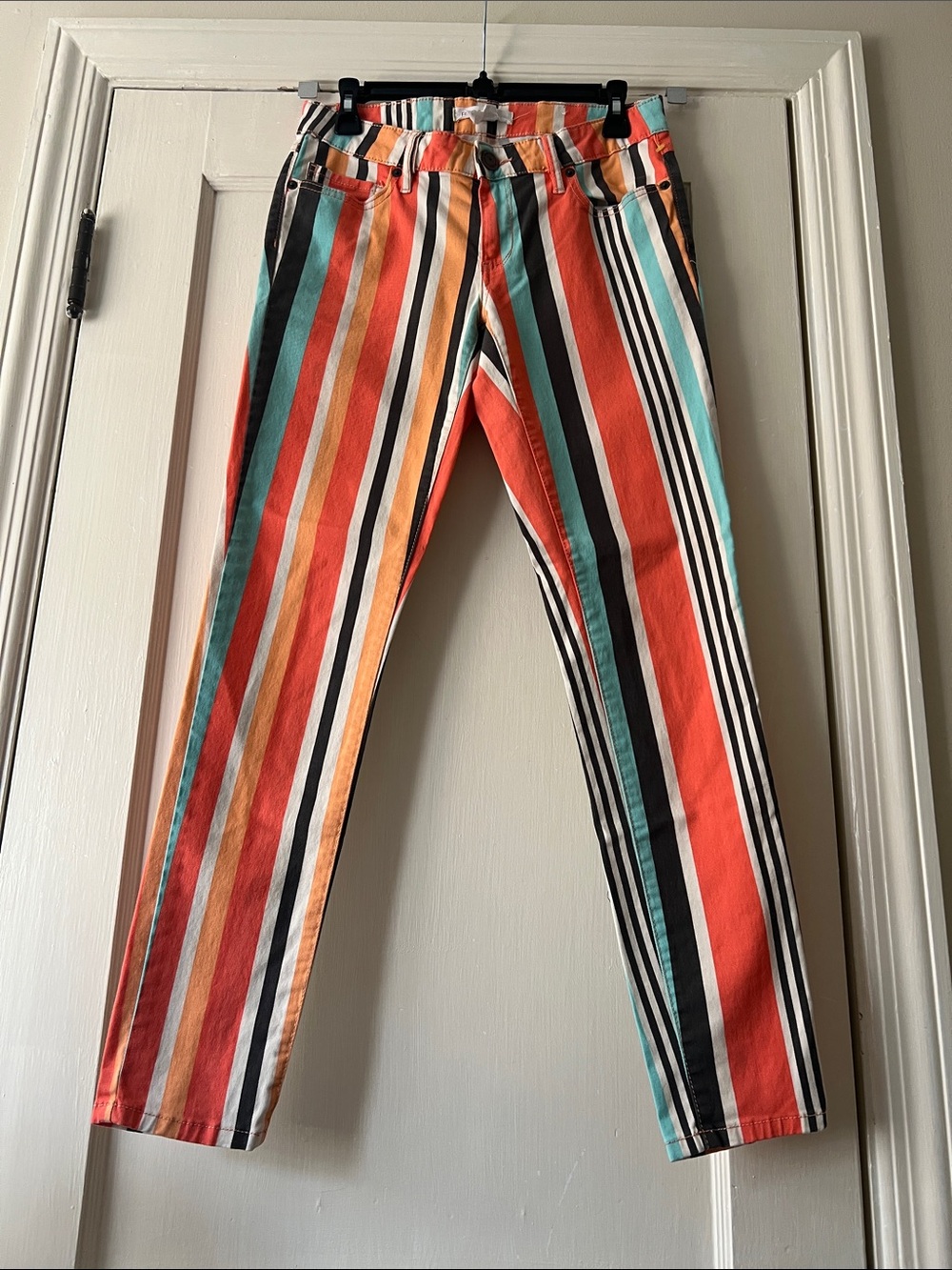 BCBG Womens Striped Multicolor Casual light denim jeans